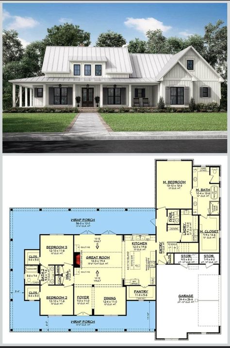 One Story Farmhouse With Wrap Around Porch, Modern Farmhouse Exterior 1 Story, 4 Bedroom House Plans Open Floor Wrap Around Porch, Ranch Style Homes With Wrap Around Porch Farmhouse Floor Plans, Dream Home Design Exterior Modern, Wrap Around Porch 1 Story, Ranch Wrap Around Porch, Rancher With Wrap Around Porch, Floor Plans Ranch Style