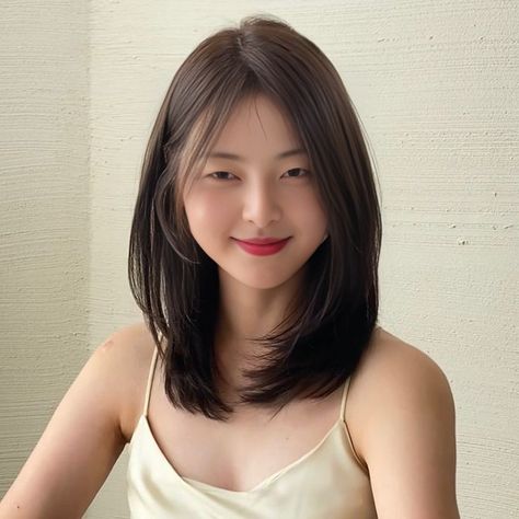 Japan Hairstyle Short, Hair Inspiration Short Straight, Short Hair Round Face Asian, Mikasa Haircut, Medium Length Haircut Round Face, Oval Haircut, Japan Hairstyle, Korean Bangs Hairstyle, Pretty Hair Cuts