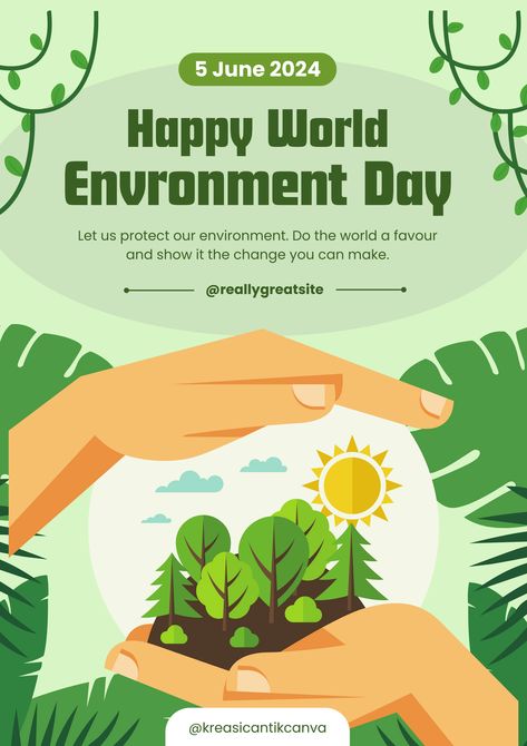 👉CLICK THE LINK TO EDIT!💻✨   Happy World Environment Day! Celebrate this important day with our beautifully designed templates. Customize it with your message or event details using Canva's easy editing tools. Let's work together to protect and cherish our planet. #WorldEnvironmentDay #CanvaDesign #PosterTemplate #ProtectOurEarth  👣 Follow us too! 🌟 @kreasicantikcanva Save Our Environment Poster, World Environment Day Poster, Environment Day Poster, Calligraphy For Kids, Happy Environment Day, World Science Day, World Environment Day Posters, Happy World Environment Day, Social Media Advertising Design