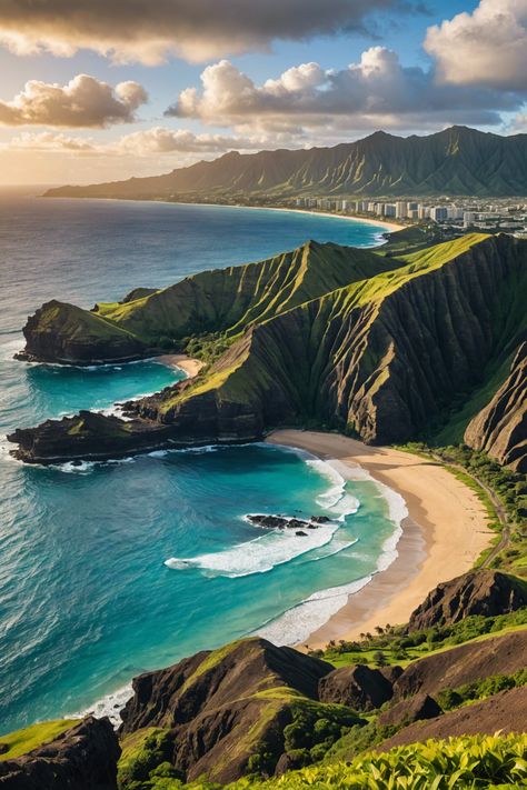 Unveiling Oahu&#8217;s Geological Marvels 🌋 Nature, Maldives Resorts, Esthetician Quotes, Waimea Bay, Hanauma Bay, Bay Of Islands, Maldives Resort, Diamond Head, Dream Vacations Destinations