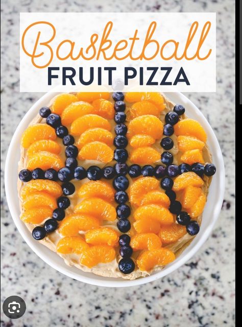 Basketball Birthday Party Food Ideas, Basketball Fruit Tray, Basketball Themed Snacks, Girls Basketball Birthday Party, Basketball Charcuterie Board, Basketball Desserts, Basketball Party Ideas, Basketball Snacks, Fruit Pizza Cups