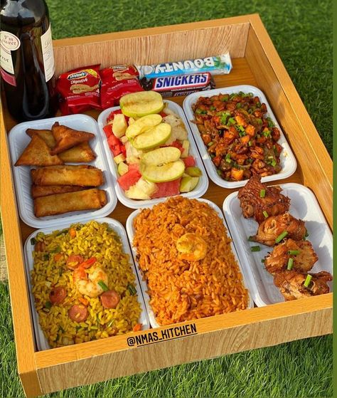 Pin by Buhari Simiat on Favorite | Food, Food trays, Street food Nigerian Party Food, Food Tray Ideas, Party Food Trays, Small Chops, Nigeria Food, Nigerian Party, Ghanaian Food, African Recipes Nigerian Food, Food Plates