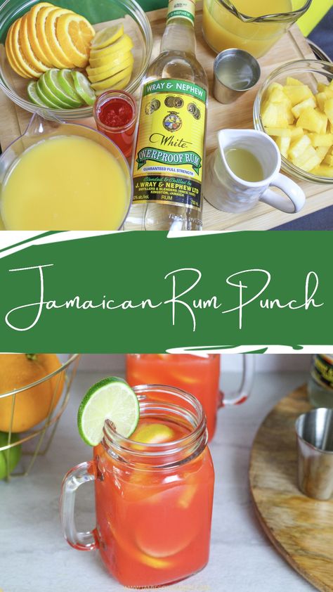 Jamaican Table Decorations, Jamaican Rum Recipes, Jamaican Party Food Ideas, Reggae Party Food Ideas, Jamaican Bachelorette Party, Jamaica Alcoholic Drink, Jamaican Cocktails Drink Recipes, Jamaican Punch Non Alcoholic, Jamaican Punch Recipes