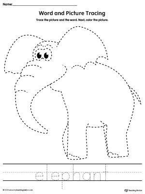 Prewriting Activities Preschool, Preschool Prewriting, Word Tracing, Animal Pictures For Kids, Line Tracing Worksheets, Safari Activities, Activity For Preschoolers, Animal Worksheets, Elephant Pictures