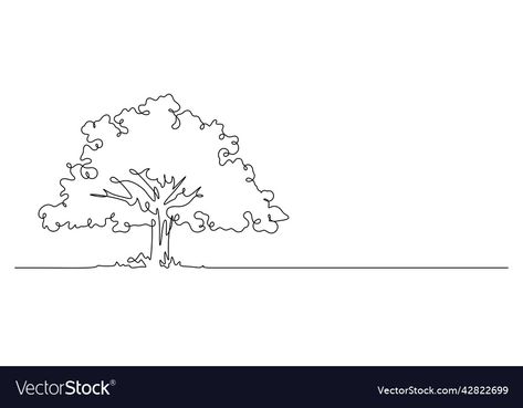 Tree Line Drawing, Badge Illustration, Continuous Line Drawing, Visiting Card, Big Tree, Continuous Line, Tree Drawing, Visiting Cards, Style Profile