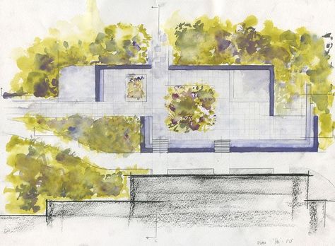 watercolor plan view Architecture Watercolor, Landscape Architecture Graphics, Landscape Architecture Plan, Architecture Mapping, Landscape Architecture Drawing, Architecture Presentation Board, Color Plan, Watercolor Architecture, Landscape Landscape