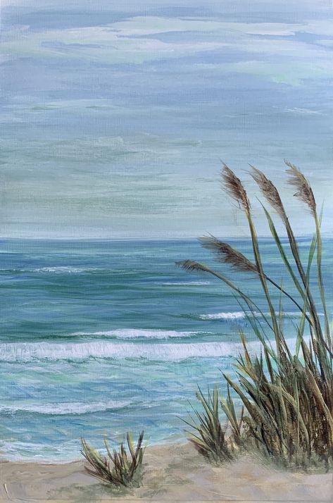 Seascape Mural Ideas, Painted Ocean Scenes, Beach Landscape Watercolor, Seascape Paintings Acrylic Beach Scenes, Seaside Paintings Acrylics, Everything You Loose Is A Step You Take, Sea Landscape Drawing, Seascape Paintings Beach Scenes, Watercolour Inspiration Landscape