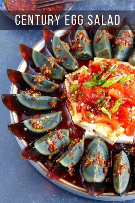 Century Eggs, the Myths and Recipe (Pi Dan, 皮蛋) Cold Tofu, Chinese New Year Recipes, New Year Recipes, Century Egg, Recipes Chinese, Tofu Salad, Classic Salad, Tofu Dishes, Black Bean Sauce