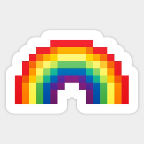 Pixel Rainbow - Rainbow - Sticker | TeePublic Rainbow Pixel Art, Pixel Stickers, Pixel Rainbow, Pixel Art Sticker, Rainbow Kawaii, Rainbow Magnet, Lgbt Sticker, Perler Bead Templates, Tumblr Stickers