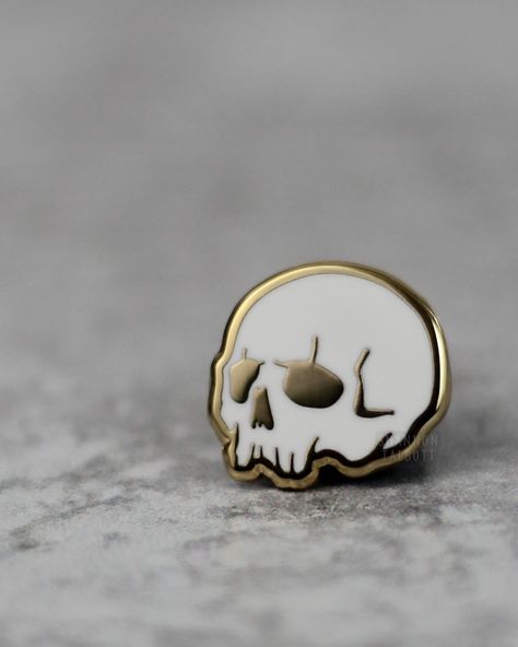 Scroll for more new designs available tomorrow! I’ve been obsessing over this teensy skull pin since they arrived. ☠️ Also, THIS ISN’T EVEN THE END OF THE DROP. I have one more post later with a recolor and some pins I’m bringing back in gold. • #enamelpin #enamelpins #pingamestrong #pingame #pinspinspins #pinaddict #pincollection #pindesigner #pinmaker Spooky Pins, Skull Pin, Enamel Pin Collection, Card Tattoo, Pin Game, Nickel Plating, Cool Pins, Backing Card, Hard Enamel Pin