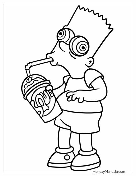 20 Bart Simpson Coloring Pages (Free PDF Printables) Coloring Pages The Simpsons, Lisa Simpson Coloring Pages, The Simpsons Sketch, Simpsons Coloring Pages Free Printable, Alternative Coloring Pages, 90s Cartoon Coloring Pages, High Coloring Pages Cartoon, The Simpsons Coloring Pages, Pictures To Colour In