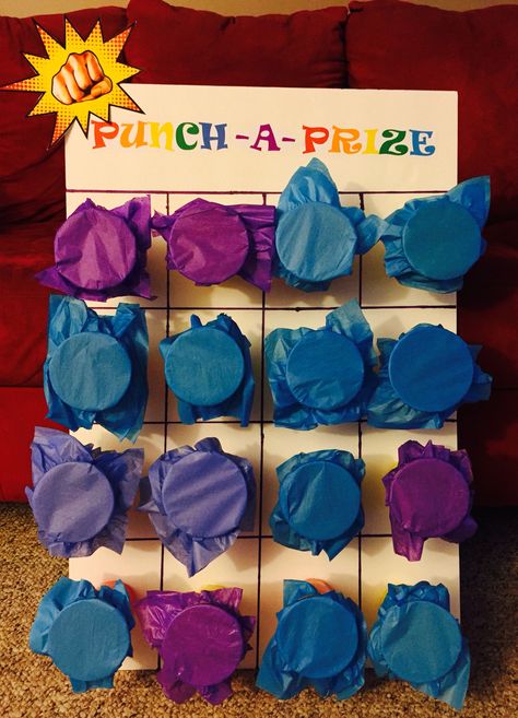 Punch A Prize Game, How To Make A Prize Punch Board, Prize Board Ideas, Work Carnival Ideas, Punch A Hole Game Diy, Punch A Prize Diy, Punch Gift Game, Easy Prizes For Games, Cute Prizes For Games