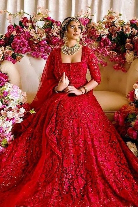 Haute Couture, New Bridal Dresses, Red Wedding Gowns, Red Bridal Dress, Georgette Lehenga, Bridal Lehenga Collection, Red Lehenga, Bridal Dress Fashion, Indian Bridal Outfits