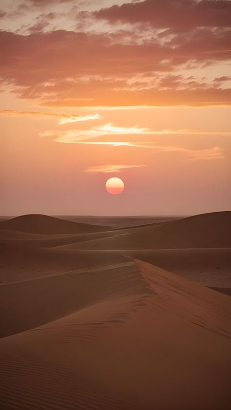 A breathtaking sunrise illuminates the desert, casting warm, golden hues across the vast sand dunes. The tranquil scene, with its endless horizon and soft morning light, makes for a serene and inspiring phone wallpaper. Desert Sunrise Aesthetic, Landscape Photography Sunrise, Desert Pictures Photography, Golden Hour Background, Mocha Mouse, World Name, Desert Wallpaper, Desert Love, Desert Sunrise