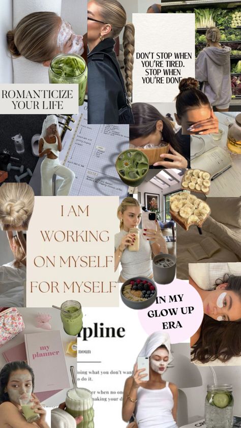 Self Care Collage, Self Care Aesthetic, Care Aesthetic, Aesthetic Collage, Clean Girl, Phone Screen, Glow Up?, Working On Myself, Self Improvement