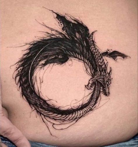 Ouroboros Dragon Tattoo, Dragon Circle Tattoo, Ouroboros Tattoo Design, Dragon Ouroboros, Jormungandr Tattoo, Dragon Tattoo Arm, Arm Tattoos Drawing, Ouroboros Tattoo, Mystical Tattoos