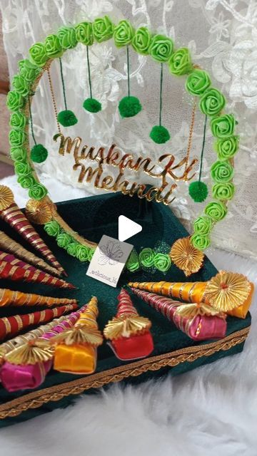 Mehndi Platter Ideas, Mehndi Tray, Mehndi Platter, Groom Fashion, Mehndi Ceremony, Bridal Gift Wrapping Ideas, Bridal Gift, Wrapping Ideas, Our Love