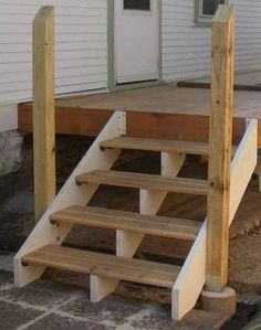 Side Door Steps, Wood Deck Steps, Deck Stair Railing, Platform Deck, Porch Stairs, Building Stairs, Deck Steps, Deck Stairs, Porch Steps