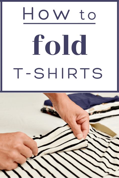 Folding Tee Shirts, Shirt Folding Trick, How To Fold Shorts, Organizing Small Spaces Bedroom, T Shirt Storage, Bedroom Organizing, Shirt Organization, T Shirt Folding, Packing Folding