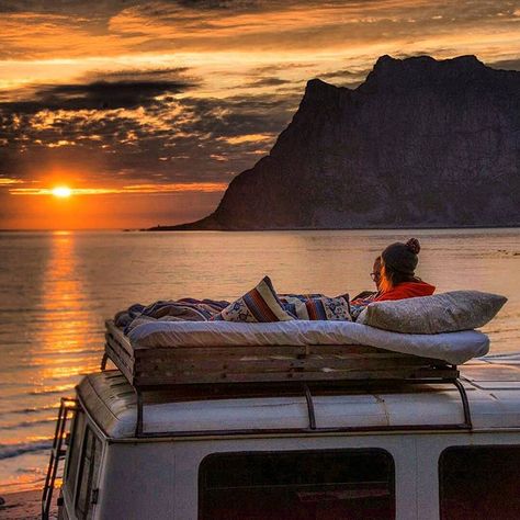 When One Door Closes, Bus Life, Camper Van Conversion Diy, Van Living, Travel Van, Camper Life, Van Camping, Arctic Circle, Midnight Sun