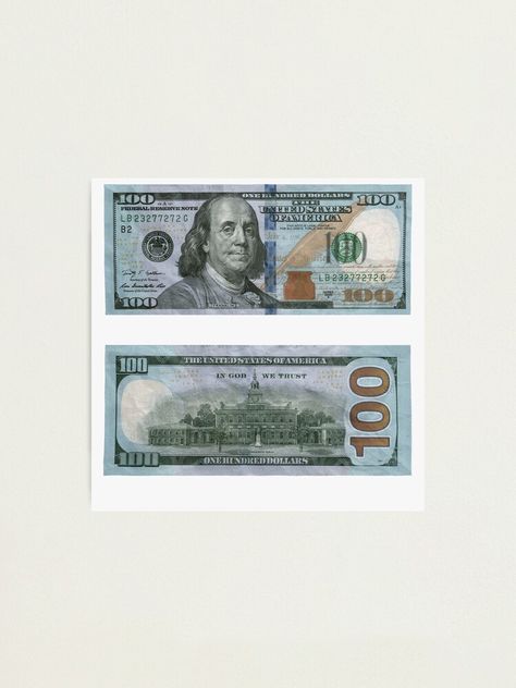 "100 Dollar Bill - Money" Photographic Print by rocklanone | Redbubble 100 Dollar Bill Tattoo, Bill Tattoo, Printable Play Money, Twenty Dollar Bill, Old Coins Value, Banknotes Money, Money Template, Dollar Note, 100 Dollar Bill