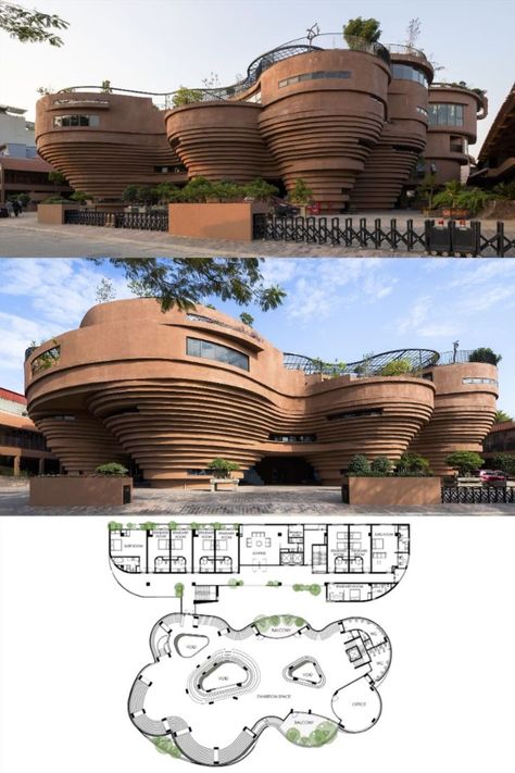 Bat Trang Ceramic Community House Visitor Center Architecture, Bookstore Design, Community House, Basement Floor Plans, Community Housing, Geometric Architecture, Mall Design, Mix Use Building, Architecture Board