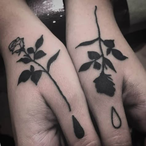 Dead Rose Tattoo, Rose Stem Tattoo, Amazing Tattoo Ideas, Black Flowers Tattoo, Rose Tattoo Ideas, Rose Tattoo On Arm, Tattoos For Men And Women, Our Mindful Life, Rose Hand Tattoo