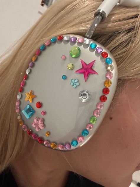 Airpods Max Deco, Earbud Decoration, Beats Headphones Decoration, Bedazzled Headphones, Decorating Headphones, Decorated Headphones, Headphone Decoration, Airpod Max, Cute Headphones