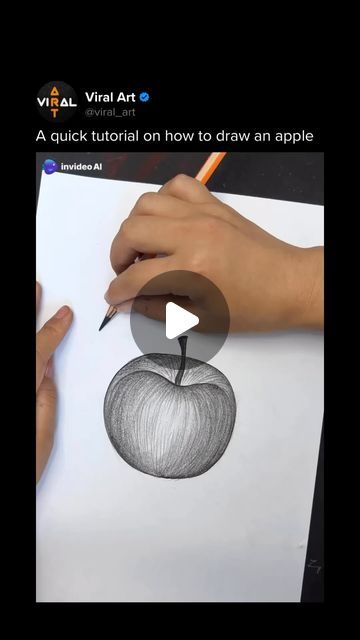 Viral Art 🎨 on Instagram: "Sketching an apple with a pencil is a great way to improve your observation and shading techniques. Begin by outlining the basic form, paying attention to its roundness and the small dip where the stem attaches. Determine the direction of the light to identify areas of brightness and shadow.  Apply shading to the darker regions using soft, controlled strokes, gradually layering to achieve depth. Smooth out the pencil marks with a blending tool or tissue, keeping the highlights light for a realistic effect. Use a fine-tipped pencil for details like the texture of the skin and the stem. With consistent practice, your drawing will accurately reflect the apple’s shape, texture, and form.  Artist: lele98981 / 和老师一起学画画 on Douyin  #drawing #apple #tutorial" Apple Shadow Drawing, Pencil Shading Techniques Step By Step, Drawing Shadows And Light, Shading Drawing Ideas, Douyin Drawing, Apple Sketch, Pencil Shading Techniques, Realistic Shading, Drawing Apple