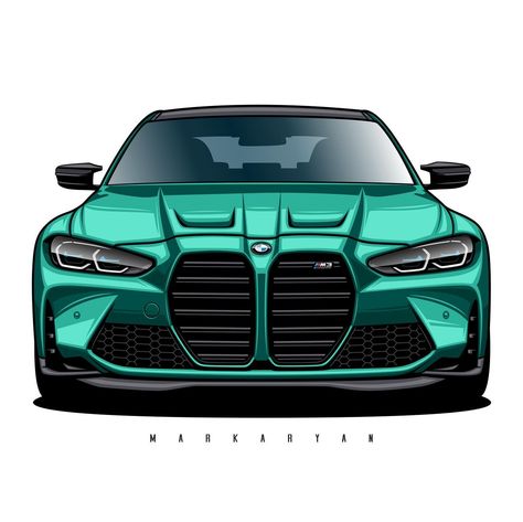 BMW M3 Competition G80. What do you think about it? Commission open. Write in direct message. Bmw Cartoon, Shopify Ideas, Uv Poster, Bmw Sketch, Bmw M3 Competition, Luxury Car Logos, Bmw G80 M3, Anime Graphics, M3 Competition