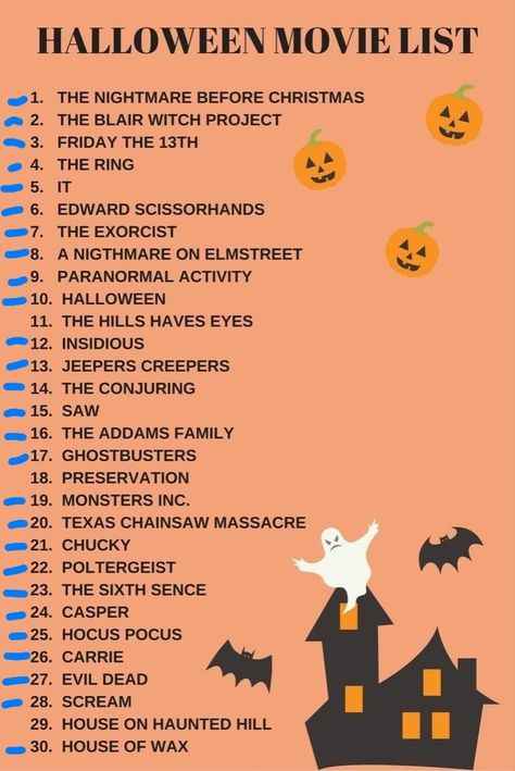 Scary Movie List, Snack Halloween, Halloween Films, Nightmare Before Christmas 2, Halloween Movies List, Halloween Bucket List, Halloween Sleepover, Halloween 11, Halloween Movie Night