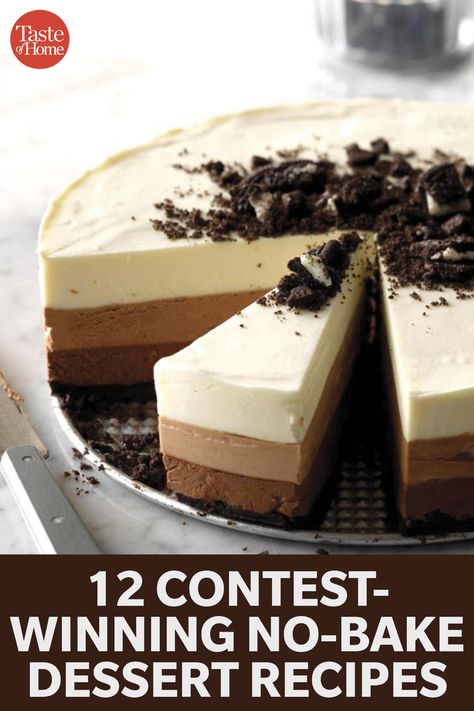 12 Contest-Winning No-Bake Dessert Recipes Desert Contest Ideas, Prize Winning Cakes, Winning Desserts Contest, Contest Winning Pie Recipes, Prize Winning Recipes, Prize Winning Pie Recipes, Quick Summer Desserts No Bake, Baking Contest Winning Recipes, Baking Competition Recipes