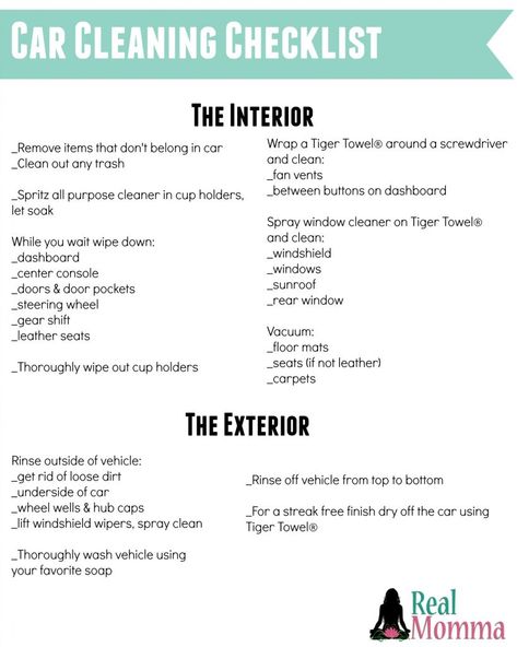 Ready to Spring clean your vehicle?  We've got a checklist that can help.    Printable list on the blog ==> https://realmomma.com/putting-royale-tiger-towel-to-the-spring-cleaning-test/ Car Care Checklist, Interior Car Detailing, Car Detailing Supplies, Checklist Ideas, Diy Car Cleaning, Car Checklist, Ceramic Pro, Car Wash Business, Car Life Hacks