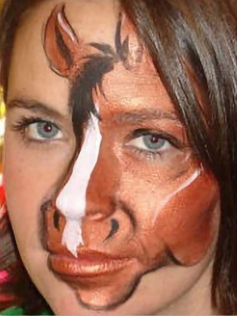 Cow Face Paint, Horse Face Paint, Pony Makeup, Painting Horse, Face Paintings, Cow Face, Horse Face, Face Painting Designs, Painting Designs