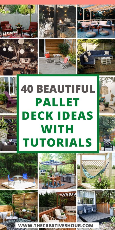 Pallet Projects Furniture Patio, Outdoor Pallet Deck, Outdoor Ideas With Pallets, Pallets Deck Ideas, Reclaimed Deck Wood Projects, Pallet Garden Furniture Diy, Diy Patio With Pallets, Outdoor Pallet Projects Patio, Pallet Deck For Camper