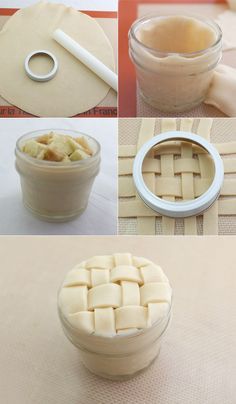 Canning Jar DIY Mason Jar Pies, Diy Pie, Pie In A Jar, Mason Jar Desserts, Dessert Mini, Apple Pie Recipe, Cake In A Jar, Dessert In A Jar, Mason Jar Meals