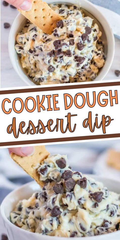 Easy no-bake dessert dip that tastes JUST LIKE COOKIE DOUGH!!! Food To Bring To Work Party, Easy Desserts With Few Ingredients Easy Desserts With Few Ingredients Quick, Cookie Dough Dessert, Exotic Desserts, Dessert Dip Recipes, Food Dump, Cookie Dough Dip, Baked Dessert, Kreative Snacks