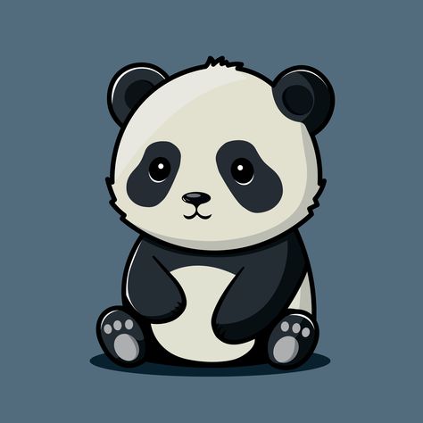 Panda Vector Illustration, Panda Character Design, Panda Reference, Panda Digital Art, Panda Drawing Easy, Panda Sketch, Panda Vector, Cute Panda Drawing, Bleach Drawing