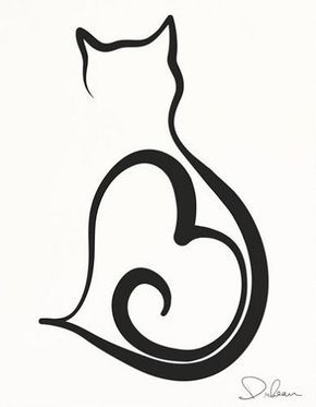 Cat Tattoo Simple, Tier Tattoo, Tattoo Diy, Tato Henna, Cat Tat, Spring Animals, Cat Tattoos, Inspiration Tattoos, Cat Tattoo Designs