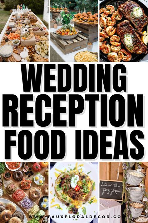 wedding reception food ideas Food Ideas For A Wedding, Small Wedding Food, Small Wedding Food Ideas, Reception Finger Foods, Finger Food Wedding Reception, Reception Food Station, Diy Wedding Reception Food, Wedding Reception Food Stations, Wedding Reception Appetizers