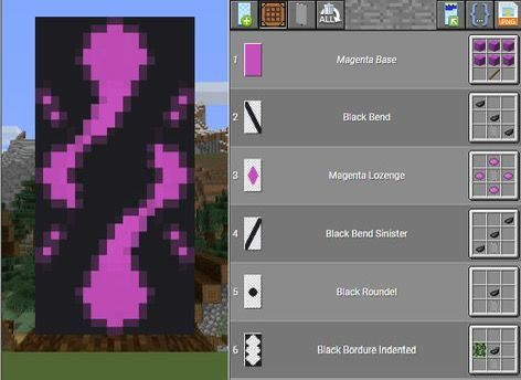 Minecraft House Pattern, Banner Art Minecraft, Minecraft Dark Aesthetic Builds, Banners For Minecraft, Minecraft Shield Banner Designs, Minecraft Banner Ideas Step By Step, Mincraft Baners, Banner Minecraft Design, Minecraft Banner Designs Tutorial