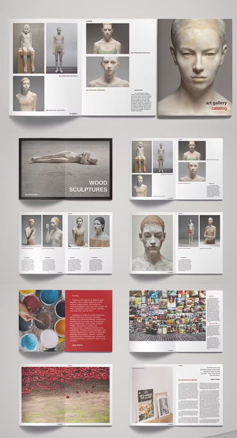 Art Gallery Exhibition Catalog Template InDesign Art Gallery Brochure Design, Art Portfolio Template, Art Catalogue Layout, Exhibition Art Gallery, Fine Art Portfolio Layout, Artist Catalogue Design, Art Exhibition Brochure Design, Art Portfolio Design Layout, Art Catalogue Design Layout