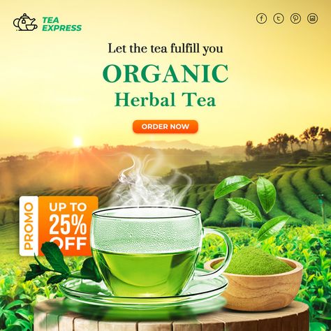 Organic Green Tea Social Media Instagram Poste template Design#pikbest#templates Tea Post Instagram, Herbal Tea Label Design, Green Tea Creative Ads, Green Social Media Design, Tea Creative Post, Tea Social Media Design, Tea Banner Design, Photoshop Product Design, Organic Product Design