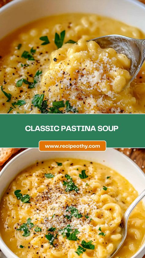 This pastina soup is a warm and nourishing bowl of comfort! Made with tender pasta, a flavorful vegetable broth, and finished with Parmesan cheese, it’s the perfect light meal or soothing dish when you need a little extra warmth. Simple, wholesome, and absolutely delicious!

#PastinaSoup #ItalianComfortFood #CozyMeals #EasySoupRecipes #HomemadeBroth #HealthyEating #QuickMeals #SoupSeason Pastina Soup, Clean Eating Soup Recipes, Italian Comfort Food, Italian Favorites, Flavorful Vegetables, Vegetable Broth, Soup Season, Cozy Meals, Easy Soup Recipes