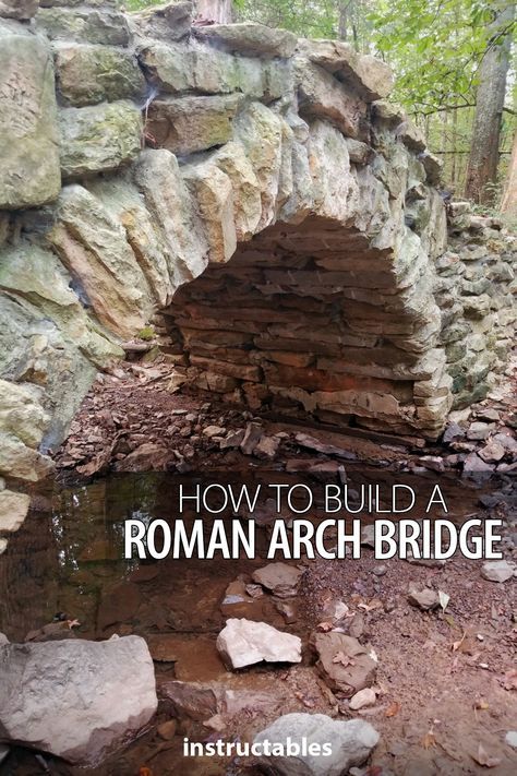 How To Build A Bridge Over A Creek, How To Build A Stone House, Diy Bridge Over Creek, Diy Bridge, Cobblestone Bridge, Yard Bridge, Water Engineering, Backyard Bridges, Building A Stone Wall