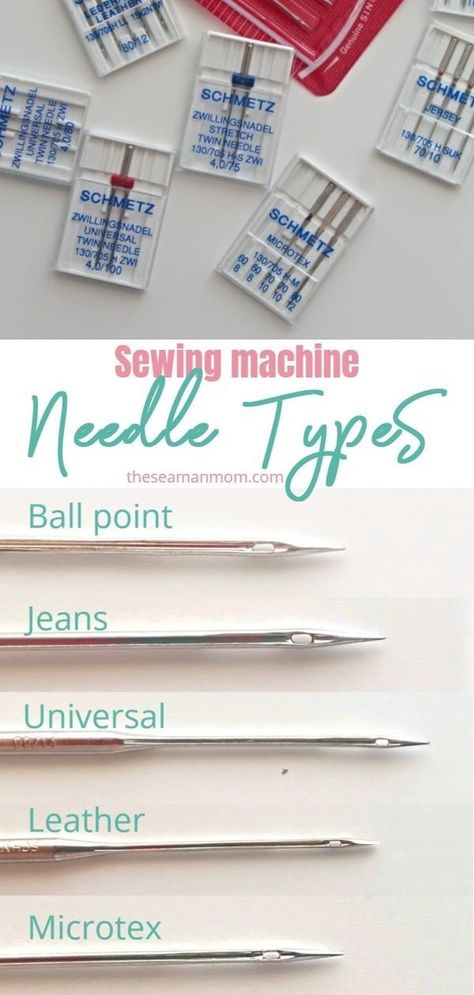 Would you believe the most common secret to a great sewing project is in the sewing machine needles? Choosing the right sewing needle types for your projects makes a huge difference! Here's a simple and easy needles guide to help you choose the right needle every time! #sewing #sewingtips #sewingtipsforbeginners #sewingneedles 1000 Lifehacks, Tips Sewing, Machine Needles, Sewing Machine Needle, Sewing Equipment, Sewing Machine Needles, Beginner Sewing Projects Easy, Sewing Needles, Sewing Needle