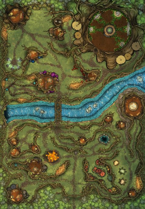 ArtStation - Old Elven Village [45 x 65], Jeff Todd Fey Village, Elven Village, Roll20 Maps, Elf Village, Elf City, Elven Tree, Dnd Locations, Elven City, Dnd Druid