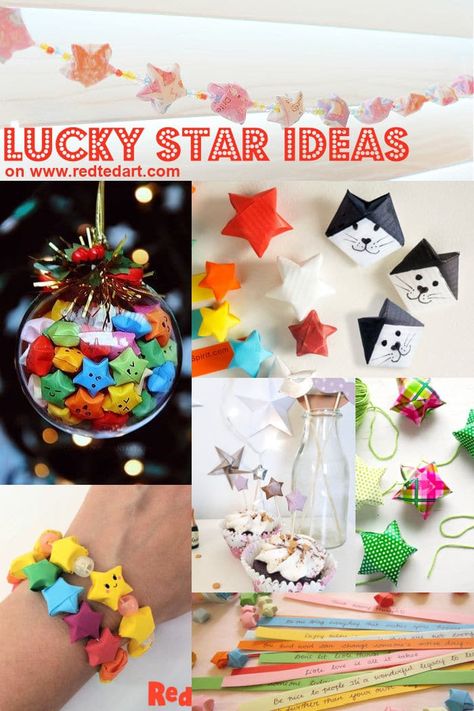 Easy Origami Lucky Stars - Craft Ideas - Red Ted Art - Easy Paper Crafts Lucky Star Crafts, What To Do With Origami Stars, Christmas Crafts Stars Paper, Paper Star Craft Ideas, Craft Ideas Origami, Origami Star Crafts, Origami Lucky Stars Ideas, What To Do With Paper Stars, Mini Paper Stars