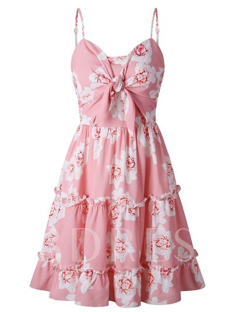 Strappy Knot Floral Women's Party Dress Mini Cami Dress, Floral Fashion, Party Dresses For Women, Cami Dress, Dress With Bow, Fit Flare Dress, Swing Dress, Fit & Flare, Flare Dress