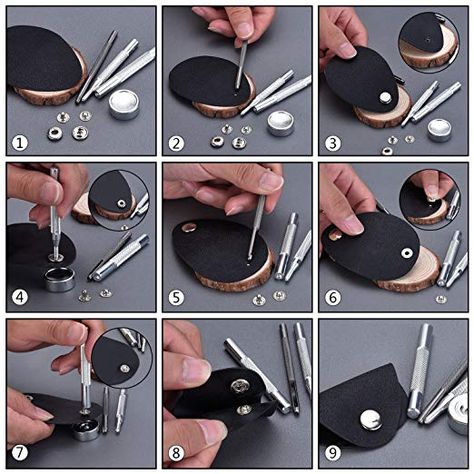 Amazon.com: Hotop 100 Set Snap Fasteners Leather Snaps Button Kit Press Studs with 4 Pieces Fixing Tools, 12.5 mm in Diameter: Home Improvement Leather Rivets, Plastic Box Storage, Snap Fasteners, How To Make Clothes, Clothes Crafts, Sewing A Button, Leather Diy, Sewing Accessories, Press Studs